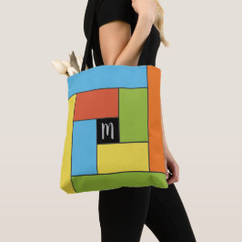 Rechthoekpatroon (ver8) met Aangepast monogram Tote Bag