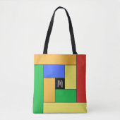 Rechthoekpatroon (ver9) met Aangepast monogram Tote Bag (Voorkant)