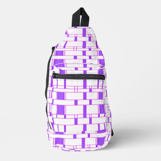 Rechthoekpatroon wit 9 sling bag (Voorkant)