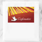 Rechthoeksticker, bevestiging, duif op rood rechthoekige sticker (Tas)