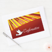 Rechthoeksticker, bevestiging, duif op rood rechthoekige sticker (Envelop)