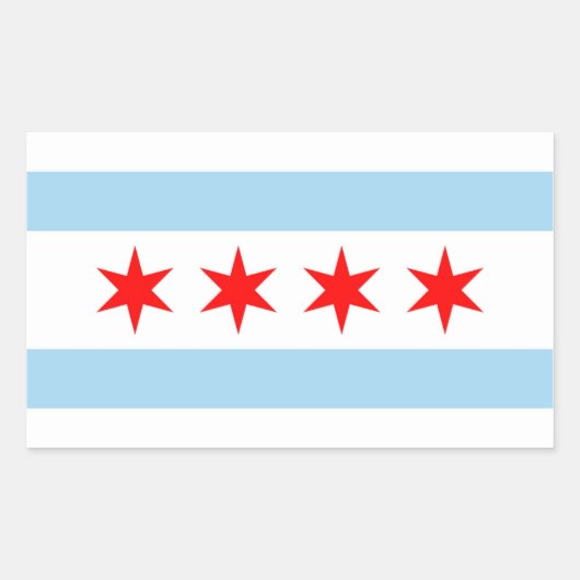 Rechthoeksticker met vlag van Chicago, VS Rechthoekige Sticker (Voorkant)