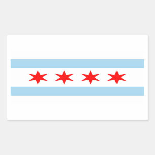 Rechthoeksticker met vlag van Chicago, VS Rechthoekige Sticker