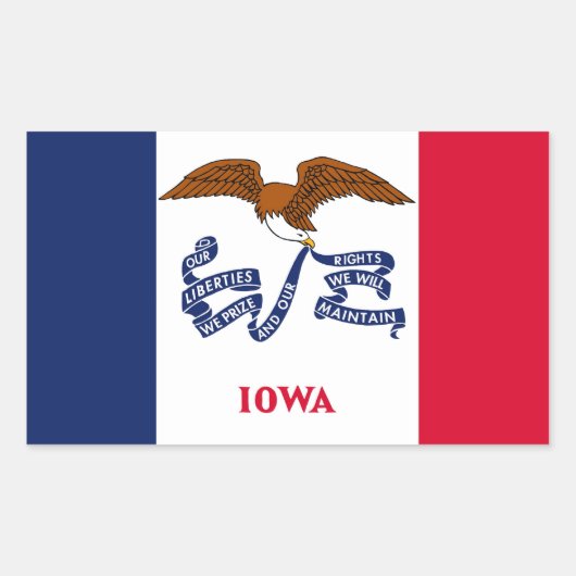 Rechthoeksticker met vlag van Iowa, VS Rechthoekige Sticker (Voorkant)