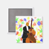 Rechtop basspeler schilderen magneet (Voorkant / Achterkant)
