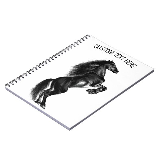 Rechtop Black Horse Notitieboek met aangepaste tek (Linkerzijde)