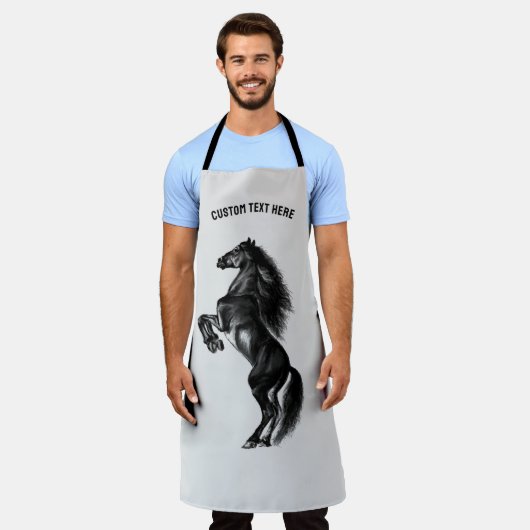 Rechtop Paard Schort Gift met Aangepaste Tekst Naa (Gedragen)