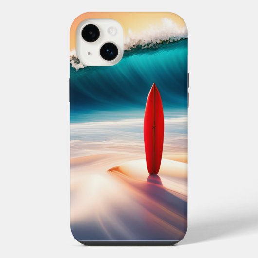 Rechtop Surfplank In Zand iPhone Hoesje (Achterkant)