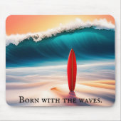 Rechtop surfplank met offerte muismat (Voorkant)
