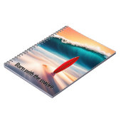 Rechtop surfplank met surfer quote notitieboek (Linkerzijde)