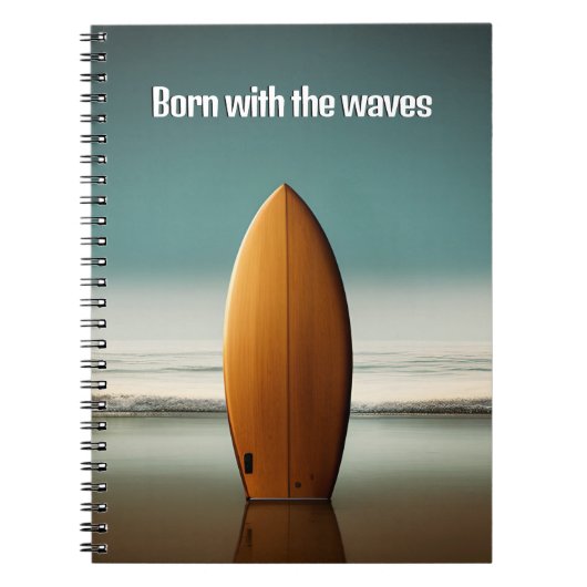 Rechtop surfplank met surfer quote notitieboek (Voorkant)