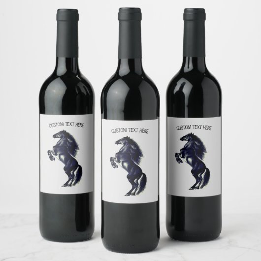Rechtop Wild Horse Wine Label met aangepaste tekst Wijn Etiket (Flessen)