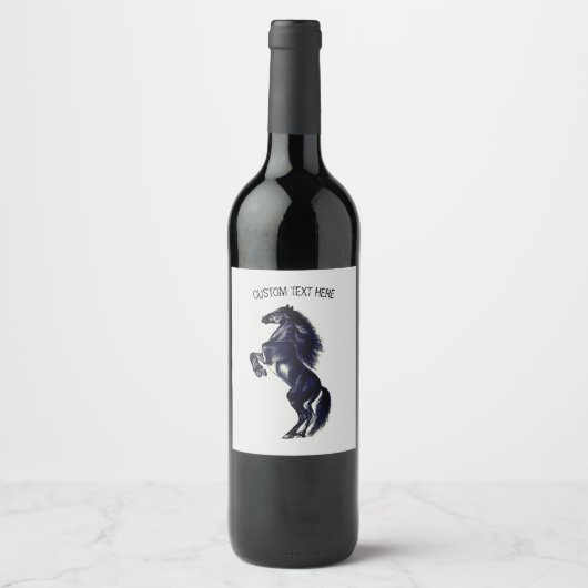 Rechtop Wild Horse Wine Label met aangepaste tekst Wijn Etiket (Voorkant)