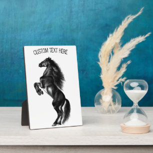 Rechtop Zwart Paard Plaque met aangepaste tekst Fotoplaat