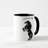 Rechtop zwart wild paard Mok met aangepaste tekst (Voorkant rechts)