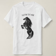Rechtop zwart wild paard T-shirt met aangepaste te