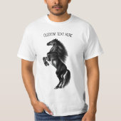 Rechtop zwart wild paard T-shirt met aangepaste te (Voorkant)