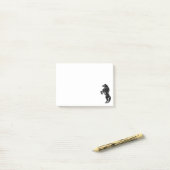 Rechtop zwart wild paard - zwart-wit tekening - post-it® notes (Op bureau)