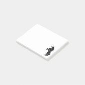 Rechtop zwart wild paard - zwart-wit tekening - post-it® notes (Schuin)