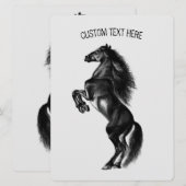 Rechtopstaand zwart wild paard - Tekening - Aangep (Voorkant / Achterkant)