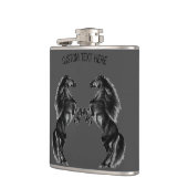 Rechtopstaande Paarden Flask met Aangepaste Tekst Heupfles (Links)