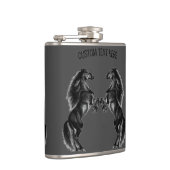 Rechtopstaande Paarden Flask met Aangepaste Tekst Heupfles (Rechts)