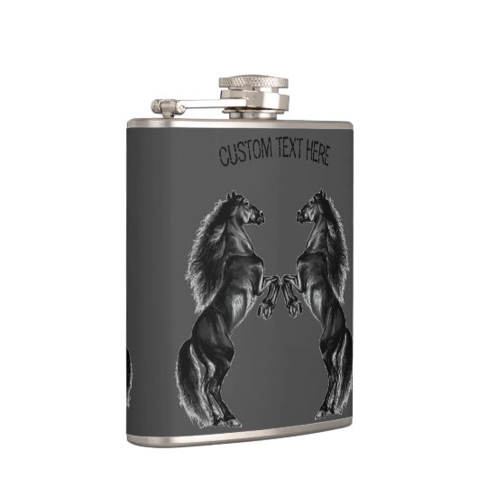 Rechtopstaande Paarden Flask met Aangepaste Tekst Heupfles (Rechts)