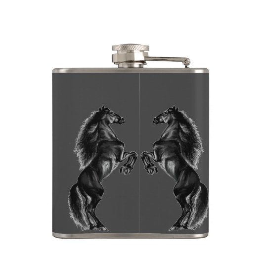 Rechtopstaande Paarden Flask met Aangepaste Tekst Heupfles (Achterkant)