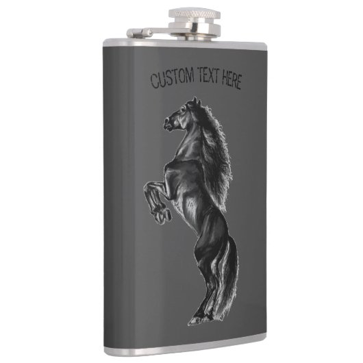Rechtopstaande Paardenfles - Aangepaste tekst en k Heupfles (Rechts)