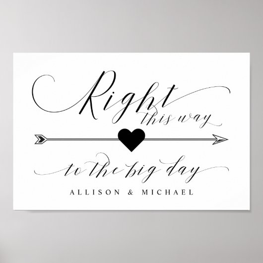 Rechts Deze kant op naar het Big Day Arrow Wedding Poster (Voorkant)
