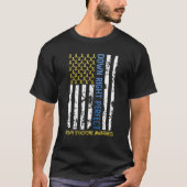 Rechts geel en blauw-Amerikaans vlaggendoek T-shirt (Voorkant)