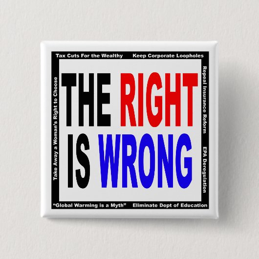 Rechts is verkeerd vierkante button 5,1 cm (Voorkant)