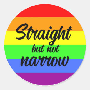 Rechts maar niet smal op regenboogachtergrond ronde sticker