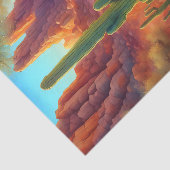 Rechts Sunny Desert Cactus Landschap Decoupage Tissuepapier (Detail)
