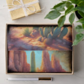 Rechts Sunny Desert Cactus Landschap Decoupage Tissuepapier (Geschenk)