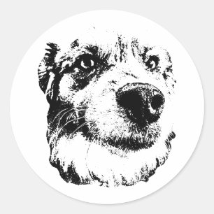 Rechts van dichtbij ronde sticker