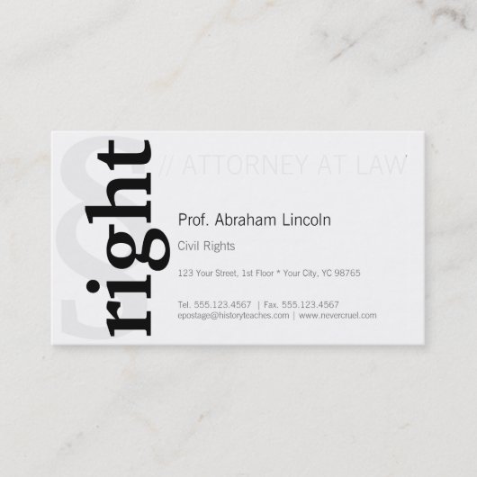 Rechts! Visitekaartje (Voorkant)