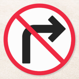 Rechtsaf verboden teken | Aangepaste ronde Onderze Ronde Kartonnen Onderzetter