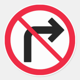 Rechtsaf verboden teken | Classic Ronde Sticker