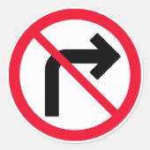 Rechtsaf verboden teken | Classic Ronde Sticker (Voorkant)