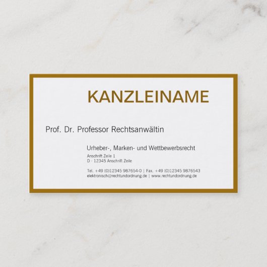 Rechtsanwalt Visitenkarte Visitekaartje (Voorkant)