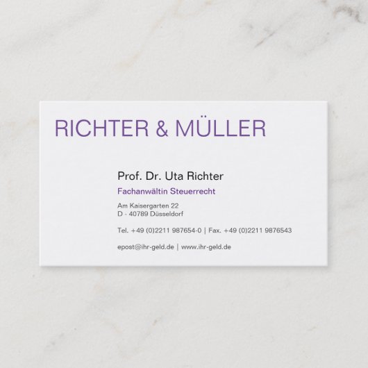 Rechtsanwälte Visitenkarte Visitekaartje (Voorkant)