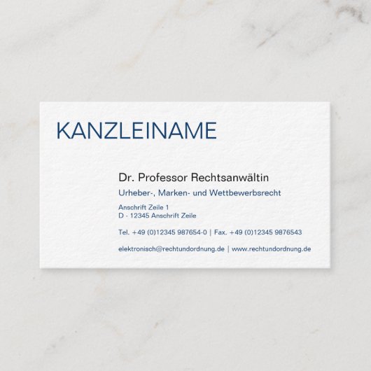 Rechtsanwälte Visitenkarte Visitekaartje (Voorkant)