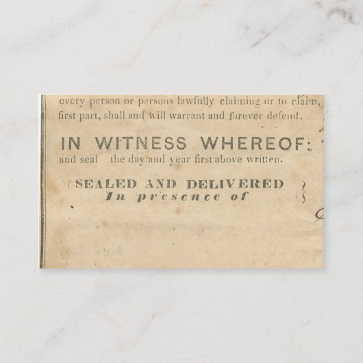 Rechtsdocument Ephemera, Kaart van de Rustic Lawye Visitekaartje (Achterkant)