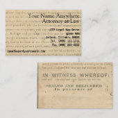 Rechtsdocument Ephemera, Kaart van de Rustic Lawye Visitekaartje (Voorkant / Achterkant)