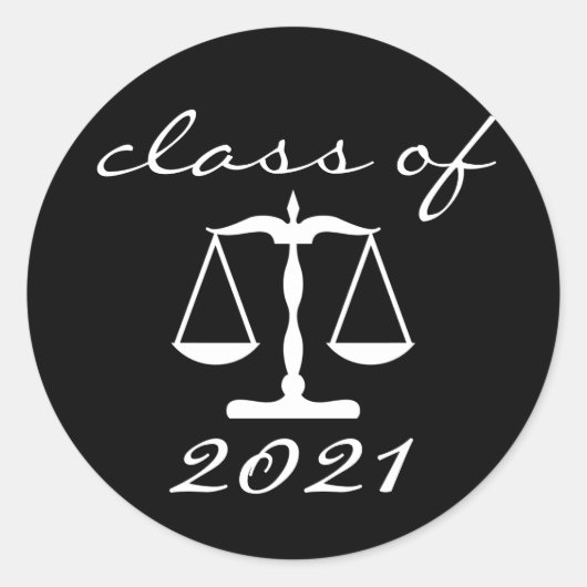 Rechtsgeleerdheid van 2021 (Black Scales of Justic Ronde Sticker (Voorkant)