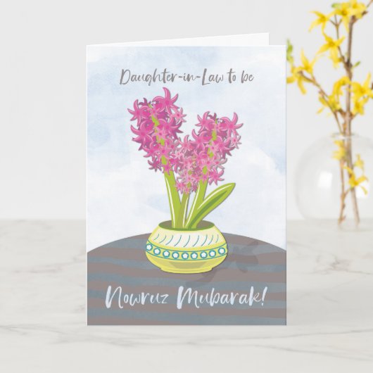 Rechtsgrond om norooz Hyacinths op tafel te zijn Kaart (Gele Bloem)