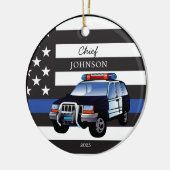 Rechtshandhaving Dunne Blauwe Lijn Vlag SUV Keramisch Ornament (Links)