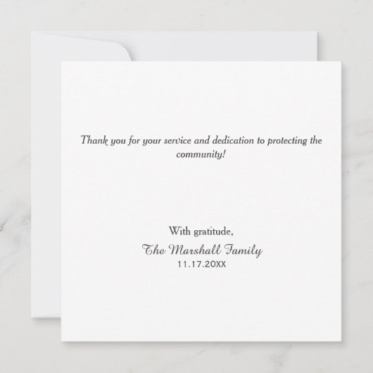 Rechtshandhaving Heraldry Badge Bedankkaart (Achterkant)