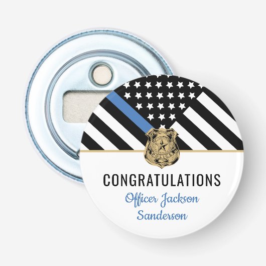 Rechtshandhaving Politie Departement Pensioen Part Button Flesopener (Voorkant)